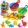 Counting Dinosaurs Toys Matching Games with Sorting Bowls for Kids Toddler Learning Activities Preschool Must Have Manipulatives Montessori Fine Motor Skills Toys Age 3 4 5 Years (Dinosaurs) view 1