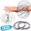 2 Pcs Flow Ring Spinner Ring Arm Toy - 5.1" Color - Changing Fidget Flow Toy with a Pleasant Smooth Surface, Easter Basket Stuffers Addition - Entertaining Geometric Magic Bracelet with Calming Effect view 1