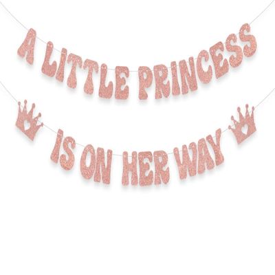 A Little Princess is on her Way Banner, Princess Baby Shower Decorations, Crown Gender Reveal Party Decoration, Baby Girls Birthday Party Supplies Rose Gold