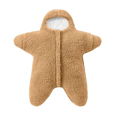 Newborn Infant Boys Girls Solid Star Shape Clothes Winter Thick Fleece Warm Hooded Romper Bodysuit (Khaki, 0-3 Months)