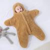 Newborn Infant Boys Girls Solid Star Shape Clothes Winter Thick Fleece Warm Hooded Romper Bodysuit (Khaki, 0-3 Months) view 2