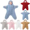 Newborn Infant Boys Girls Solid Star Shape Clothes Winter Thick Fleece Warm Hooded Romper Bodysuit (Khaki, 0-3 Months) view 3