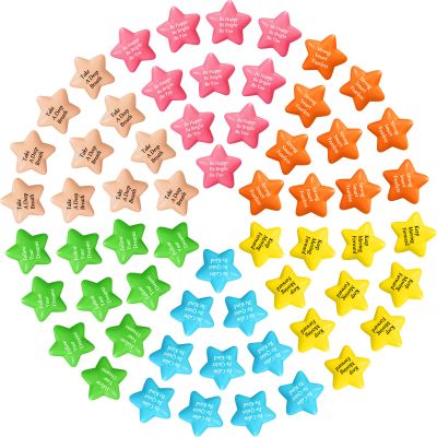 Leyndo Motivational Star Stress Ball Inspirational Star Stress Balls Bulk Relief Balls with Quotes 2.2 Inch Mini Colorful Foam Stress Ball for Adults Kids Hand Exercise Anxiety Relief Party (100 Pcs)