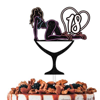 Glitter Crazy Girl 18 Cake Topper Lets Glow Crazy Party Theme Decoration Supplies Women Girls Happy Birthday 18th Anniversary Party Decor Supplies