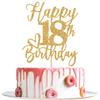 Gold Glitter Happy Birthday Cake Topper, Funny Happy Birthday Party Supplies (happy 18th birthday, Gold Glitter) view 1