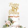Gold Glitter Happy Birthday Cake Topper, Funny Happy Birthday Party Supplies (happy 18th birthday, Gold Glitter) view 2