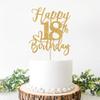 Gold Glitter Happy Birthday Cake Topper, Funny Happy Birthday Party Supplies (happy 18th birthday, Gold Glitter) view 3