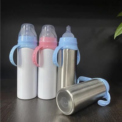 2-in-1 8oz Doudle Walled Stainless Steel Baby Bottle (Blue)