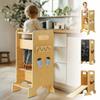 JUZBOT Toddler Tower 4 in 1 Toddler Kitchen Stool Helper Standing Tower for Kitchen Counter with Safety Board, 3 Adjustable Heights, Slide, Chalkboard, Montessori Activities view 1