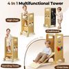 JUZBOT Toddler Tower 4 in 1 Toddler Kitchen Stool Helper Standing Tower for Kitchen Counter with Safety Board, 3 Adjustable Heights, Slide, Chalkboard, Montessori Activities view 2