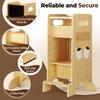 JUZBOT Toddler Tower 4 in 1 Toddler Kitchen Stool Helper Standing Tower for Kitchen Counter with Safety Board, 3 Adjustable Heights, Slide, Chalkboard, Montessori Activities view 3