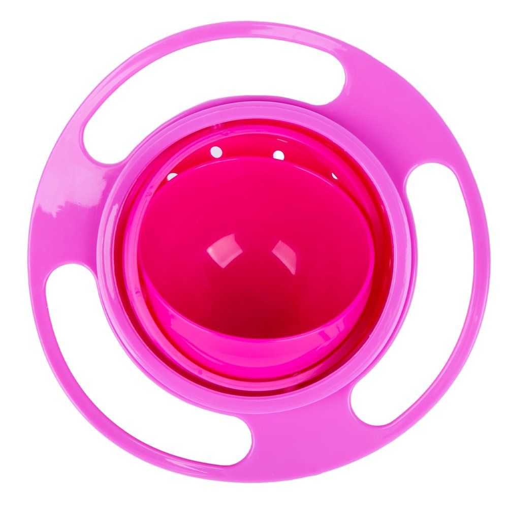 Berry President Magic Bowl 360 Degree Rotation Spill Resistant Gyro Bowl with Lid For Toddler Baby Kids Childre (Pink)