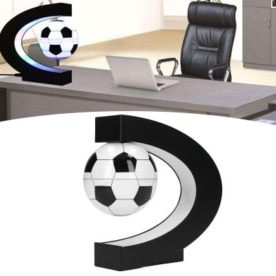 belupai Magnetic Levitation Soccer with C Shape Base for Kids, Floating Soccer with LED Lights, Float Low Friction Levitating Soccer for Children Gift Home Desk Decoration(US)