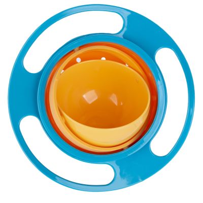 Berry President Magic Bowl 360 Degree Rotation Spill Resistant Gyro Bowl with Lid For Toddler Baby Kids Childre (Blue)