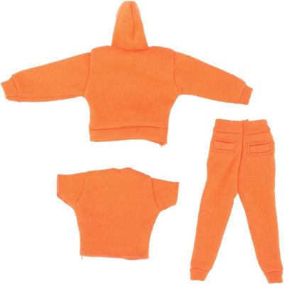 1/12 Scale Figure Doll Clothes, Scale Male Clothes,Men's Hoodie Pants Trousers Clothing Top+Pants+Hoody Outfit Costume for 6inch Male Action Figure Body Doll (Orange)