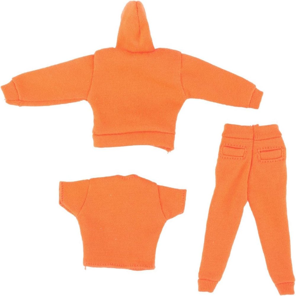 1/12 Scale Figure Doll Clothes, Scale Male Clothes,Men's Hoodie Pants Trousers Clothing Top+Pants+Hoody Outfit Costume for 6inch Male Action Figure Body Doll (Orange)