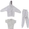 1/12 Scale Figure Doll Clothes, Scale Male Clothes,Men's Hoodie Pants Trousers Clothing Top+Pants+Hoody Outfit Costume for 6inch Male Action Figure Body Doll (Light Grey) view 1