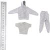 1/12 Scale Figure Doll Clothes, Scale Male Clothes,Men's Hoodie Pants Trousers Clothing Top+Pants+Hoody Outfit Costume for 6inch Male Action Figure Body Doll (Light Grey) view 3