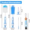 Ariseno 5-in-1 Baby Bottle Brush Set, Including Nylon and Silicone Bottle Brush, Bottle Cap, Straw and Nipple Cleaner, BPA-Free (Blue) view 2