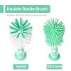 Ariseno 5-in-1 Baby Bottle Brush Set, Bottle Brush for Baby, Bottle Cleaner Brush Set, Including Nylon and Silicone Bottle Brush, Bottle Cap Brush, Straw Brush, Nipple Brush, BPA-Free (Green) view 3