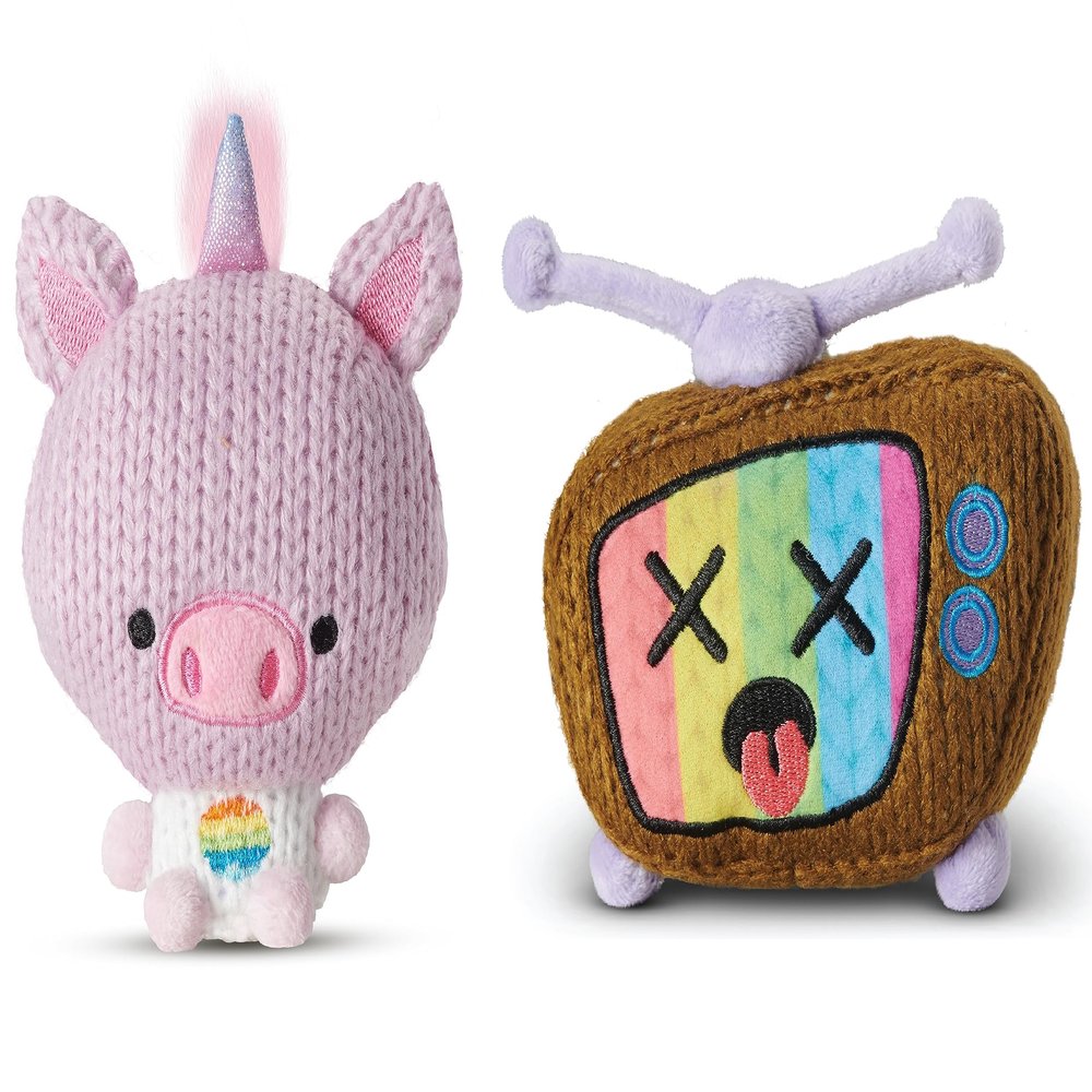 Ami Amis Plush Knit Toy 4-Inch Oinkie & Telly, Cute Collectible Stuffed Plush Toys 2-Pack