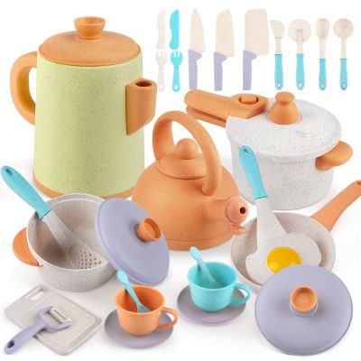 Dreamon Kids Play Kitchen Accessories, Pretend Play Cooking Toys Set, Cookware Pots and Pans Utensils Playset for Toddlers, Kids Kitchen Cooking Play Set Gifts for Boys Girls 3 4 5 6 Years Old