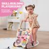 Wooden Baby Push Walker for Girls Toddler Kid 18-36months with Activity Center, Pink Butterfly Montessori Learning Push Walker with Wheels, Push Toy Develop Motor Skills Stimulates Creativity view 2