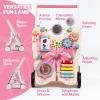 Wooden Baby Push Walker for Girls Toddler Kid 18-36months with Activity Center, Pink Butterfly Montessori Learning Push Walker with Wheels, Push Toy Develop Motor Skills Stimulates Creativity view 3