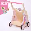 Wooden Baby Push Walker for Girls Toddler Kid 18-36months with Activity Center, Pink Butterfly Montessori Learning Push Walker with Wheels, Push Toy Develop Motor Skills Stimulates Creativity view 4