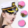 Abaodam Captain Hat - Yacht Captain Hat 2pcs Adjustable White Navy Yacht Sailor Marine Nautical Halloween Cosplay Party Supplies Cosplay Sailor Caps Embroidered view 3