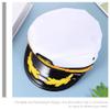 Abaodam Captain Hat - Yacht Captain Hat 2pcs Adjustable White Navy Yacht Sailor Marine Nautical Halloween Cosplay Party Supplies Cosplay Sailor Caps Embroidered view 4