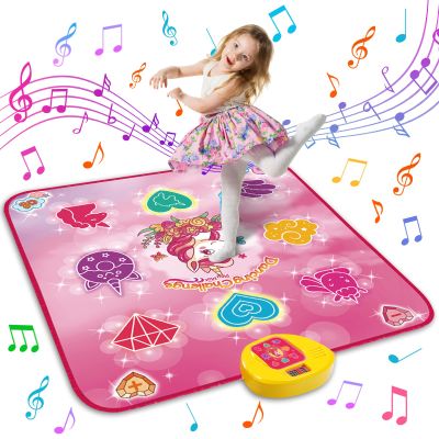 maysida Unicorn Dance Mat Toys for 3-12 Year Old Girls, Dance Pad with LED Lights, Built-in Music, 6 Game Modes, Electronic Dancing Mat as Christmas Birthday Gift for 3 4 5 6 7 8 9+ Girls (Pink)