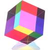 iKeelo Color Cube (80mm) with Stand - Mega Cube in Cyan, Magenta and Yellow - Mesmerizing Acrylic Prism for Desk Decor, A Fun Conversation Starter view 1