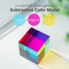 iKeelo Color Cube (80mm) with Stand - Mega Cube in Cyan, Magenta and Yellow - Mesmerizing Acrylic Prism for Desk Decor, A Fun Conversation Starter view 2