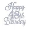 Happy 48th Birthday Cake Toppers Silver Glitter, Cheers to 48 Years Old Bday Decoration 48th Anniversary Cake Topper, Forty-eight Theme Cake Decorations for Birthday Anniversary Party view 1