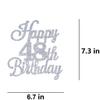 Happy 48th Birthday Cake Toppers Silver Glitter, Cheers to 48 Years Old Bday Decoration 48th Anniversary Cake Topper, Forty-eight Theme Cake Decorations for Birthday Anniversary Party view 2