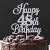 Happy 48th Birthday Cake Toppers Silver Glitter, Cheers to 48 Years Old Bday Decoration 48th Anniversary Cake Topper, Forty-eight Theme Cake Decorations for Birthday Anniversary Party view 3