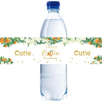 32pcs Little Cutie Water Bottle Labels, Orange A Little Cutie is On The Way Water Bottle Stickers for Baby Shower, Cute Orange Theme Bottle Labels, Gender Reveal/1st Birthday Party Decoration
