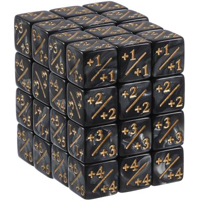 48 PCS MTG Dice, Magic The Gathering +1 Counter Dice Black for The Gathering CCG Card Gaming Accessories