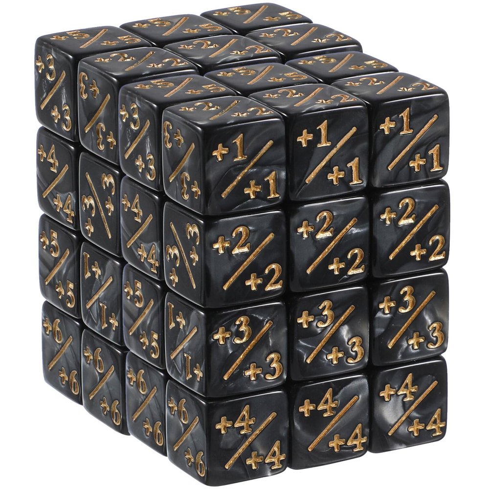 48 PCS MTG Dice, Magic The Gathering +1 Counter Dice Black for The Gathering CCG Card Gaming Accessories