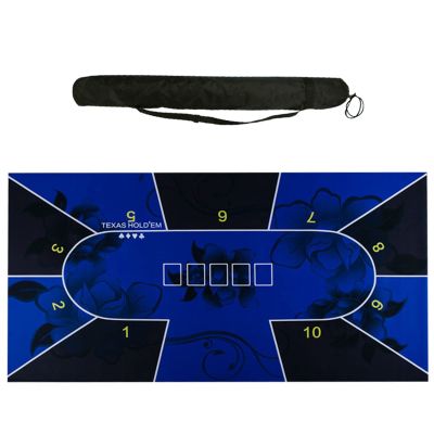 MBROS 94.5 x 47 Inch Professional Poker Mat Portable Rubber Foam Poker Table Top Layout Rectangular Poker Mat (Green,Blue)