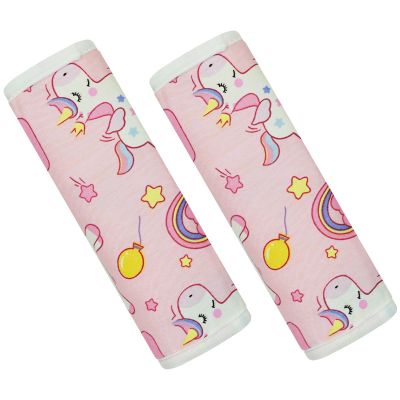 CUXFLS Baby Strap Cover for Children, 2 Pcs Infant Car Seat Belt Cover Pad, Neck Pad Protector for Kids Newborn Toddlers (Pink Unicorn)
