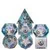 Cusdie Sharp Edges DND Dice, 7 PCs Moon Dice Set D&D Dice, Handcrafted Polyhedral Dice Set, for Role Playing Game Pathfinder(Moon/Black) view 1