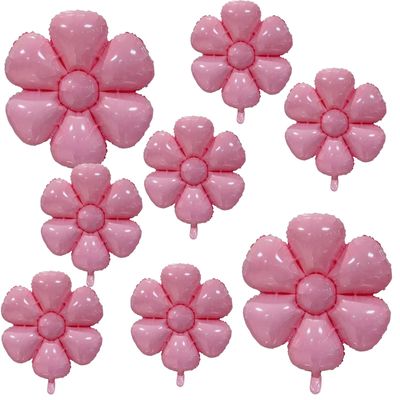 10PCS Pink Daisy Balloons Huge Flower Balloon with Two Size White Daisy Party Decorations Large Foil Mylar Balloons Birthday Wedding Dcorations