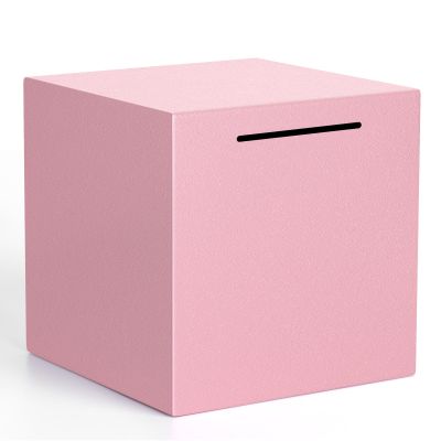 Adults Piggy Bank Must Break to Open, Unbreakable Stainless Steel Piggy Bank for Adults, Metal Savings Box for Cash Saving (Pink, 7.9 inch)