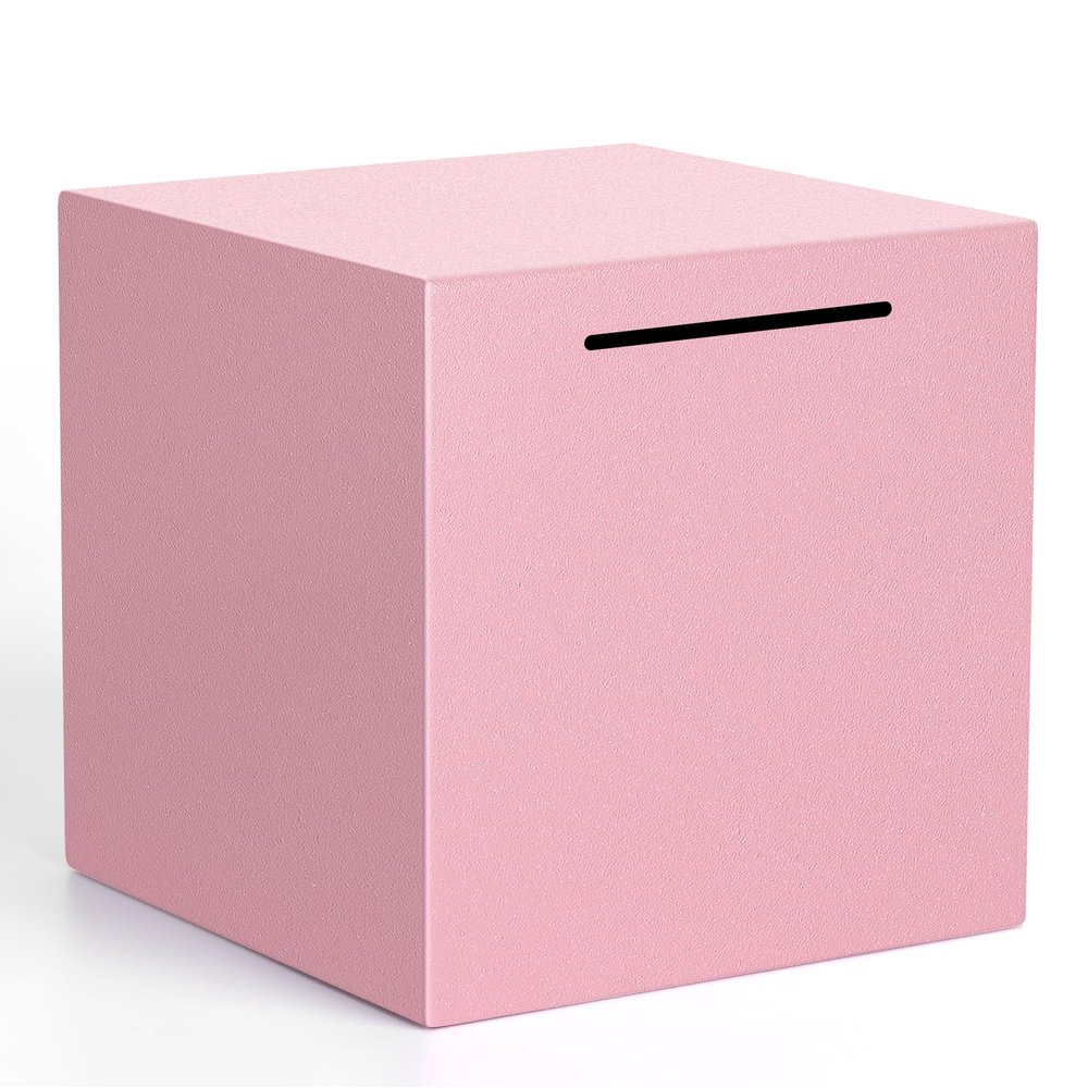 Adults Piggy Bank Must Break to Open, Unbreakable Stainless Steel Piggy Bank for Adults, Metal Savings Box for Cash Saving (Pink, 7.9 inch)