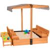 Aivituvin Kids Wooden Sandbox for Backyard, Large Sand Box with 2 Bench Seats and Toy Bin Storage- Bottomless Sand Pit view 1