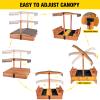 Aivituvin Kids Wooden Sandbox for Backyard, Large Sand Box with 2 Bench Seats and Toy Bin Storage- Bottomless Sand Pit view 3