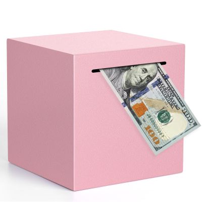 Adults Piggy Bank Must Break to Open, Unbreakable Stainless Steel Piggy Bank for Adults, Metal Savings Box for Cash Saving (Pink, 4.72 inch)