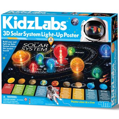 3D Solar System Light-Up Poster - Interactive Science Project Kit for Kids Ages 5+ - Build and Illuminate Your Own Solar System!